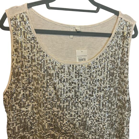 Cato Women Sequin Tank‎ Top 22/24 Mixed Media Layer Sparkle Disco Glam Party NEW - Picture 4 of 9